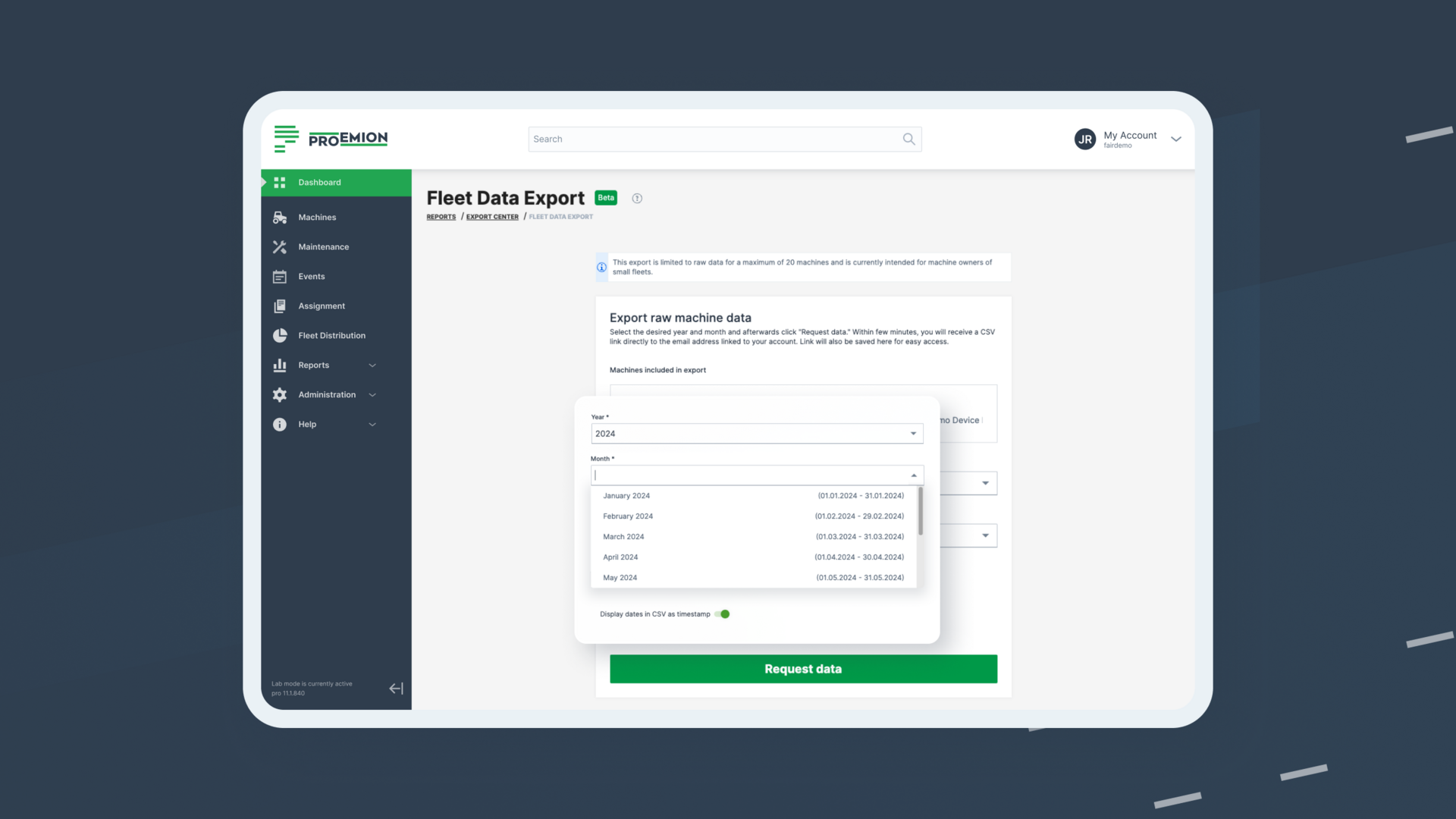 Product Update – DataPortal – Fleet Data Export