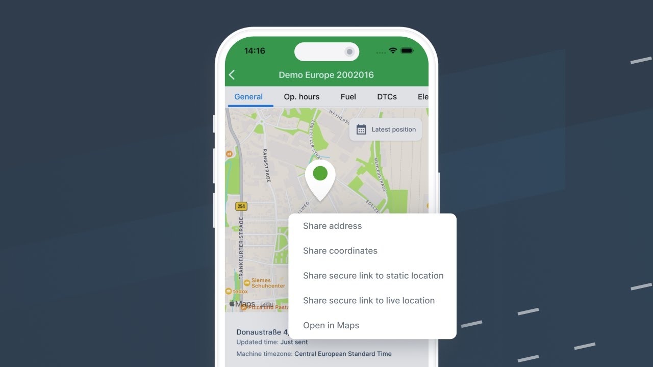 Product update – Machine companion app – Share Location Feature